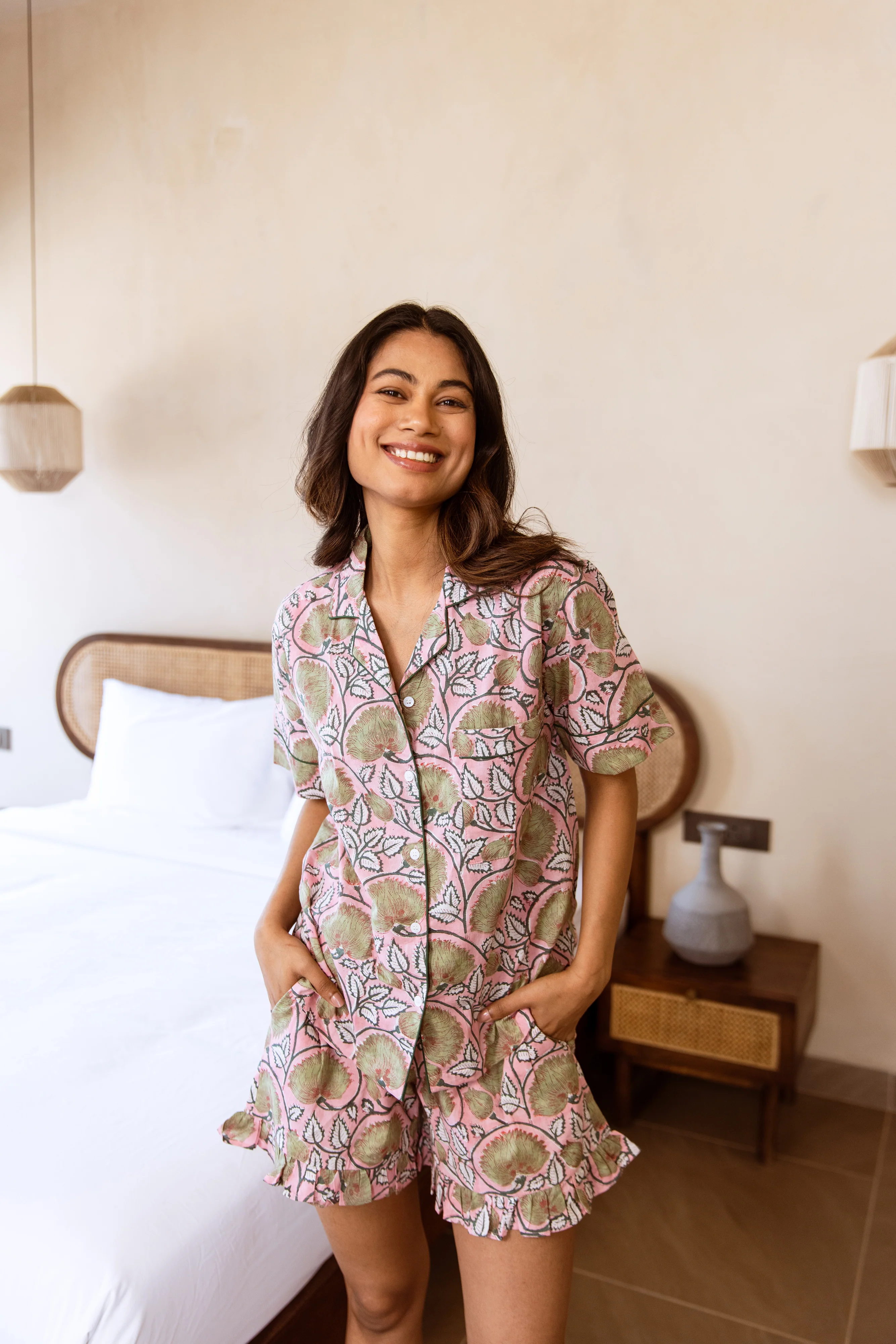 Short PJ Set - Pink & Green - Happy Cabbage London