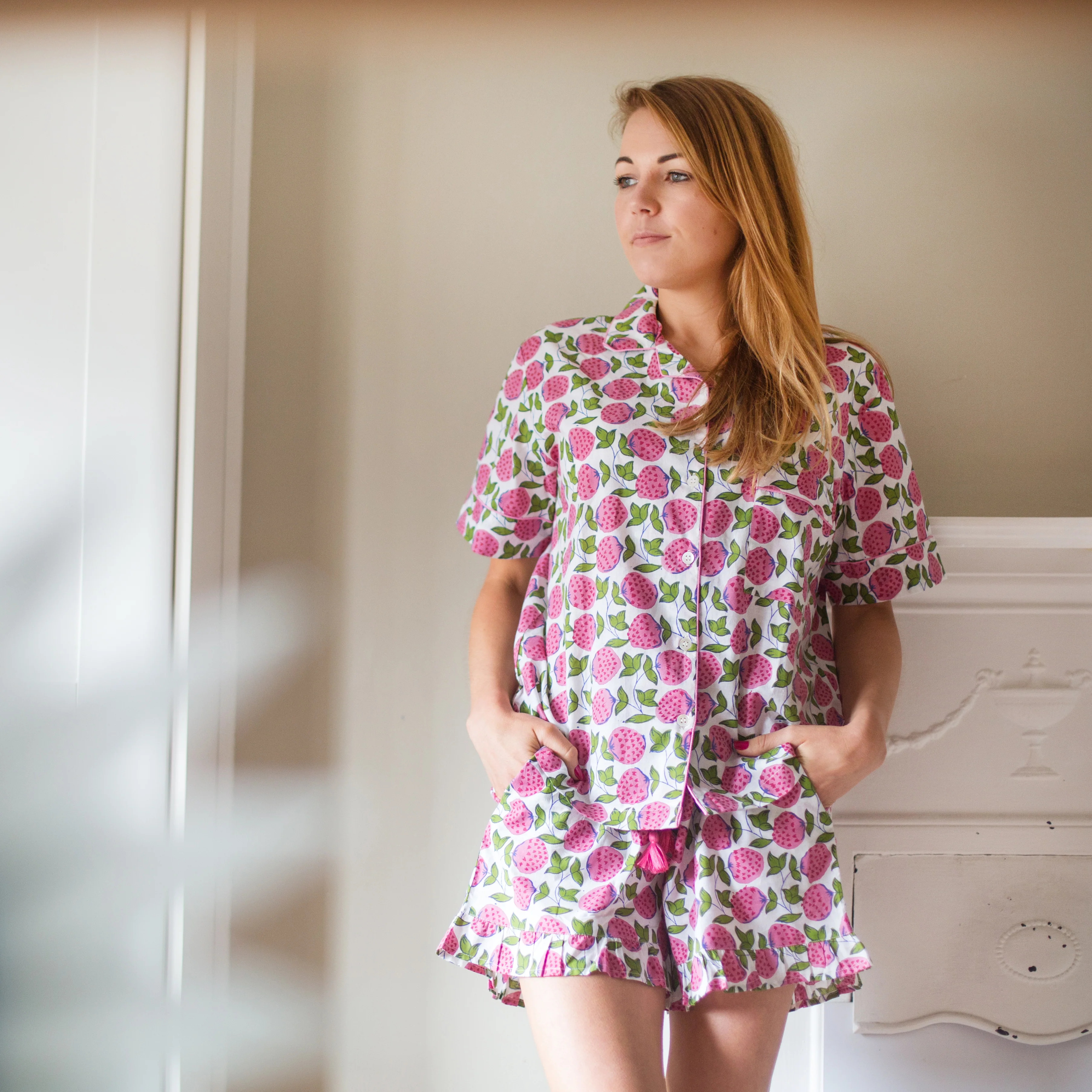 Short PJ Set - Strawberry Print - Happy Cabbage London