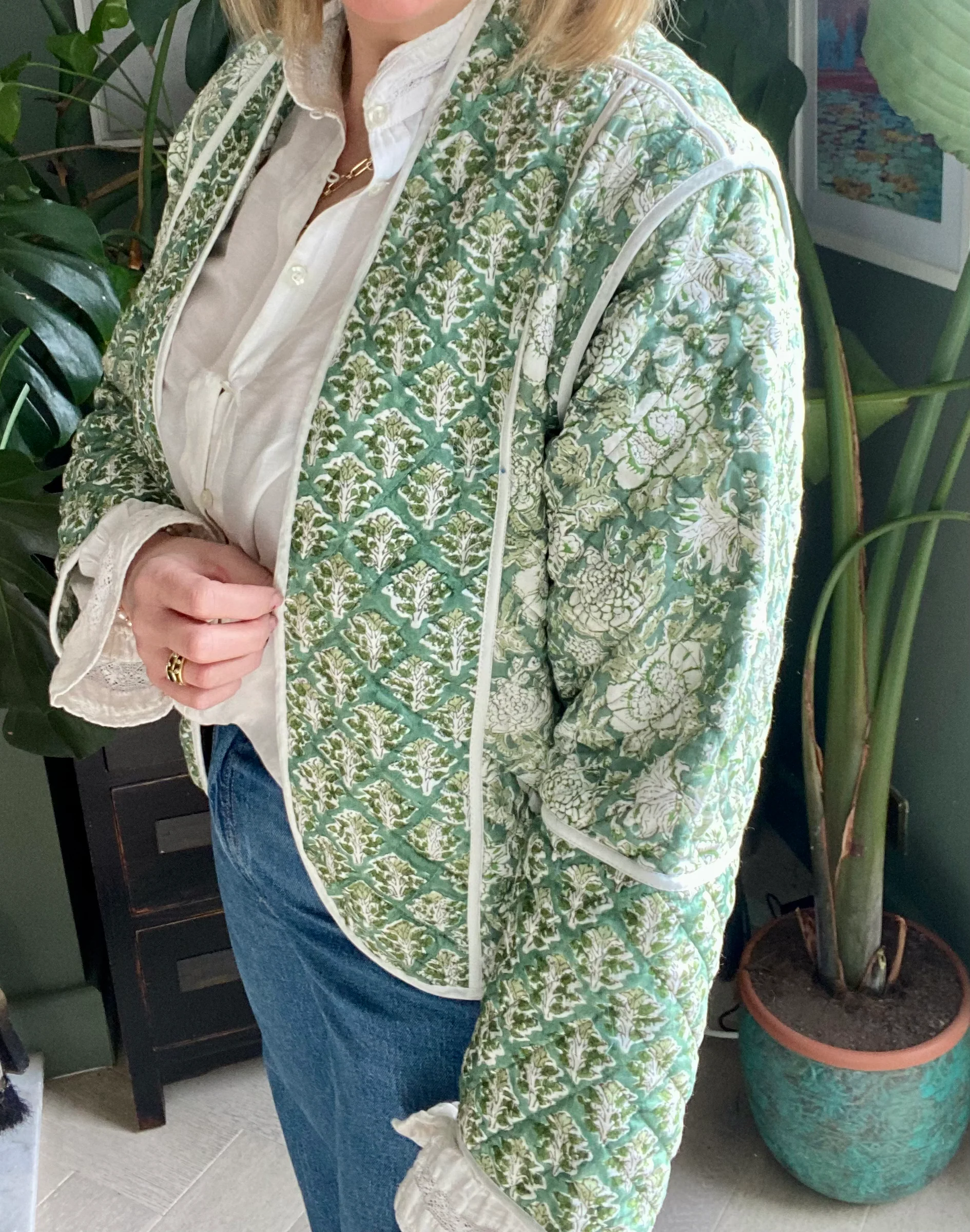 SALE Jacket`& Waistcoat in 1 - Forest Green Print - Happy Cabbage London