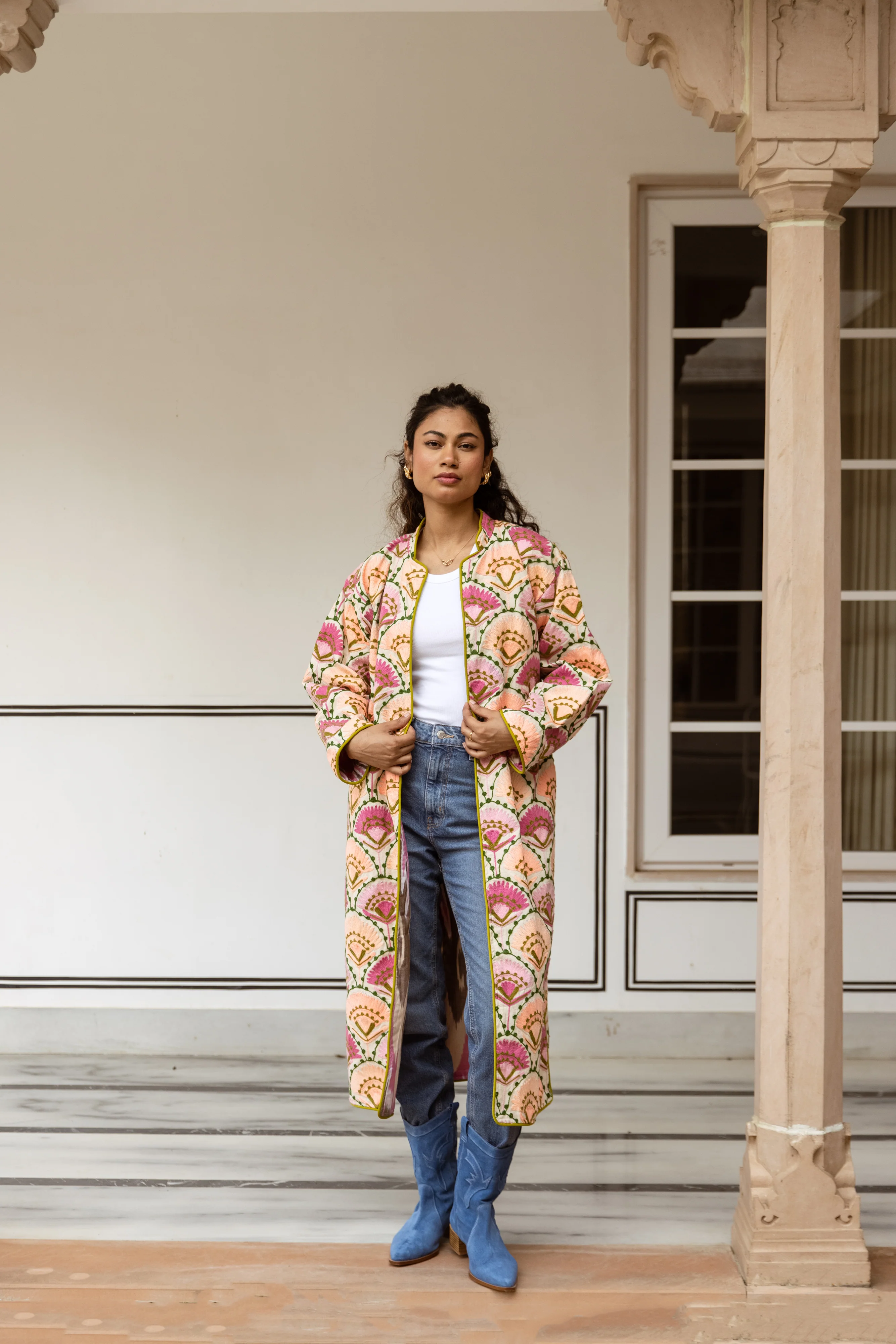 Long Suzani Jacket - Pink - Happy Cabbage London