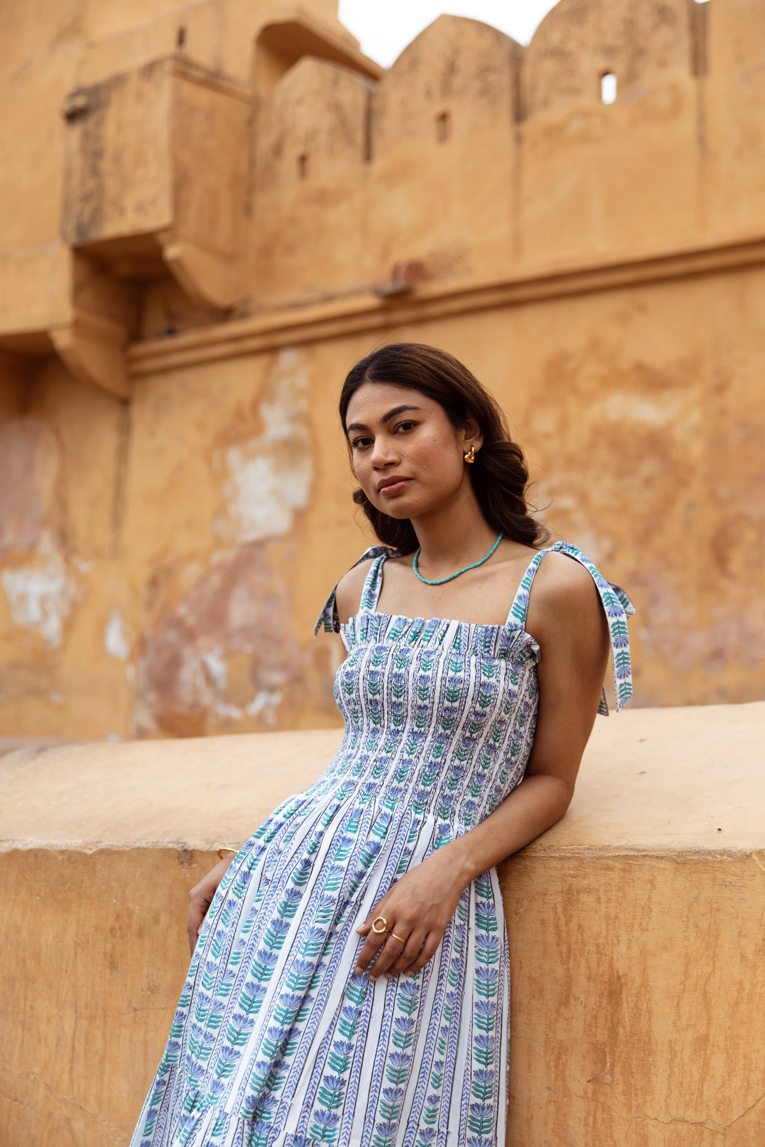 The Flo Sundress - Blue & Green - Happy Cabbage London