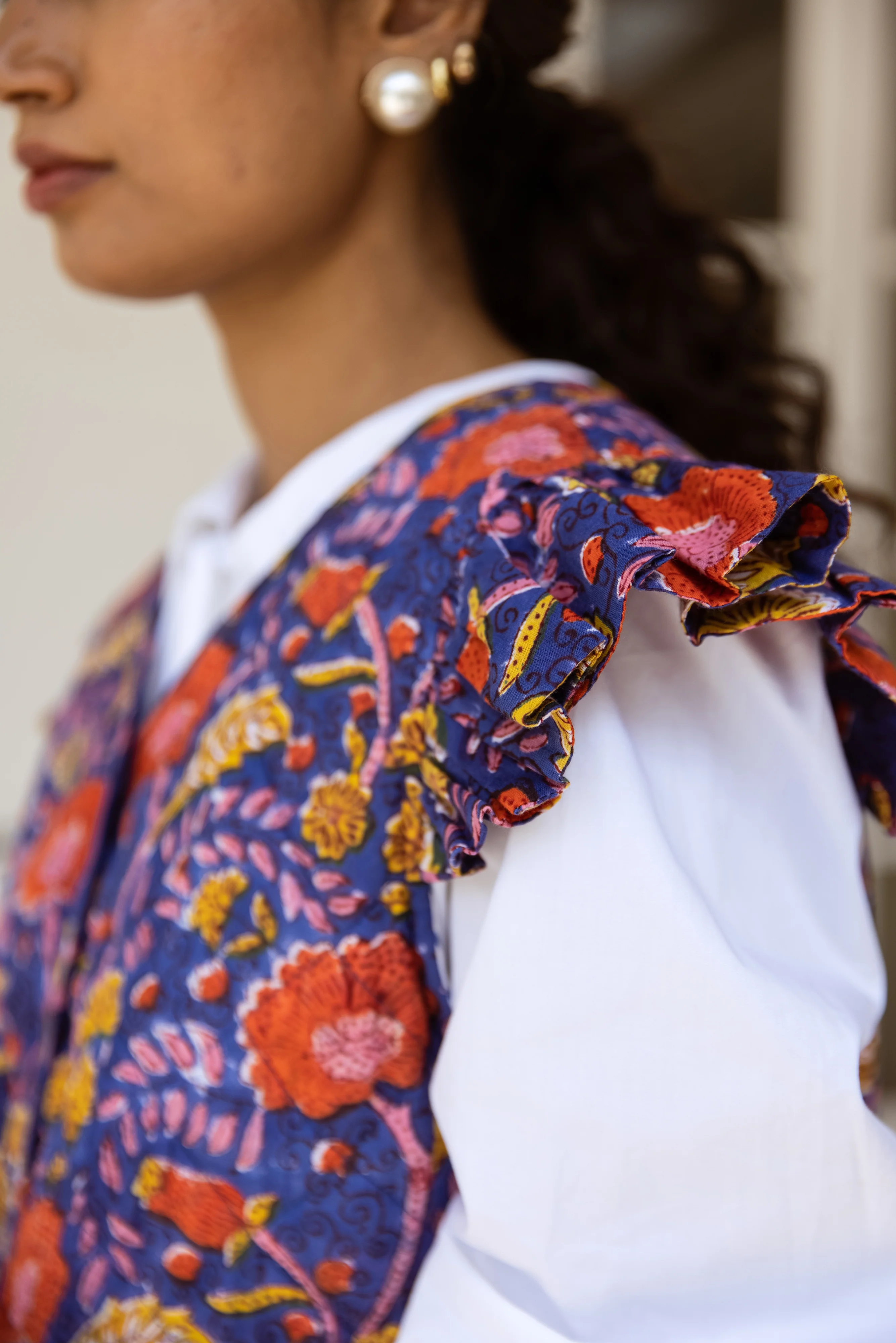 SALE Frill Waistcoat - Poppy Print - Happy Cabbage London