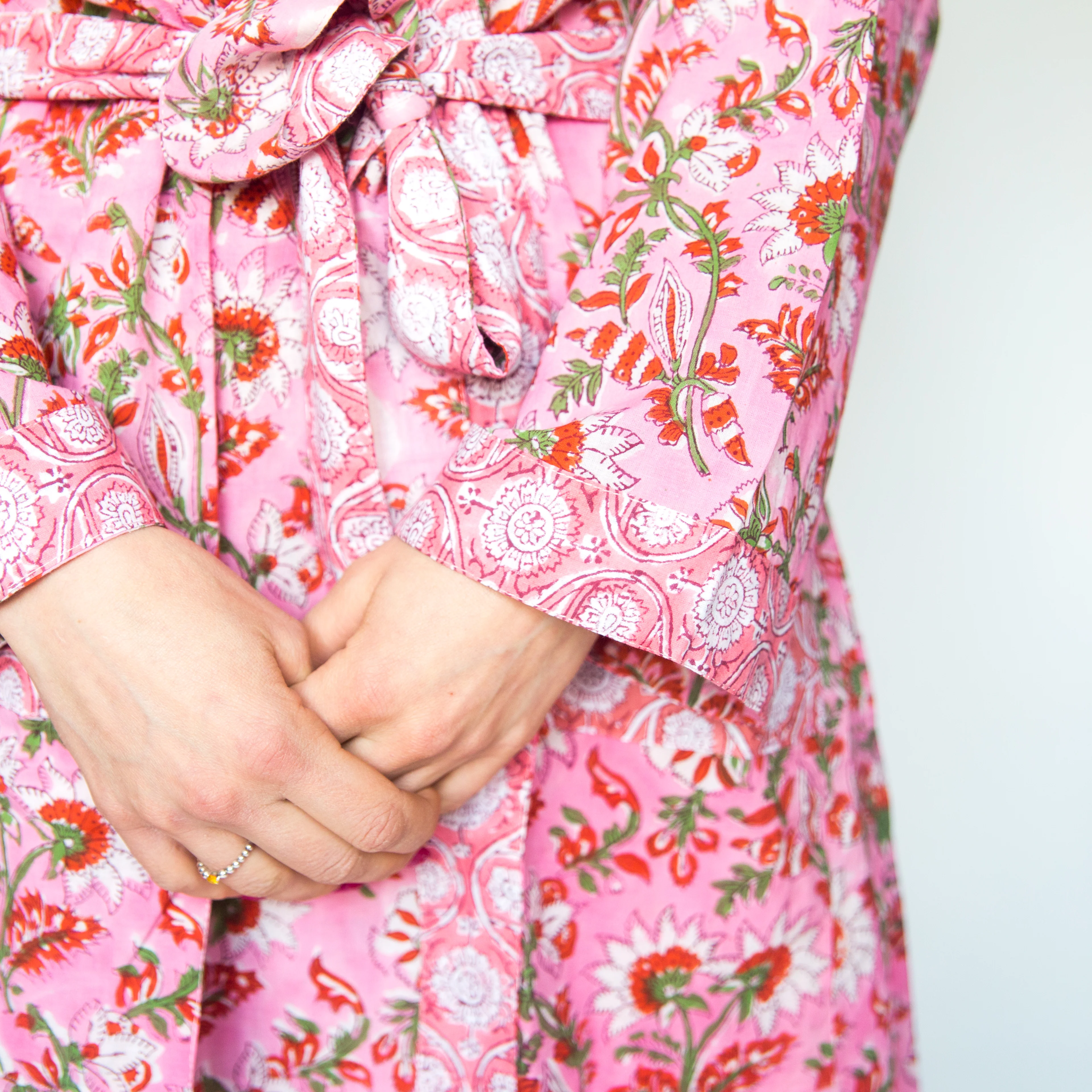 Long Cotton Robe - Soft Pink - Happy Cabbage London