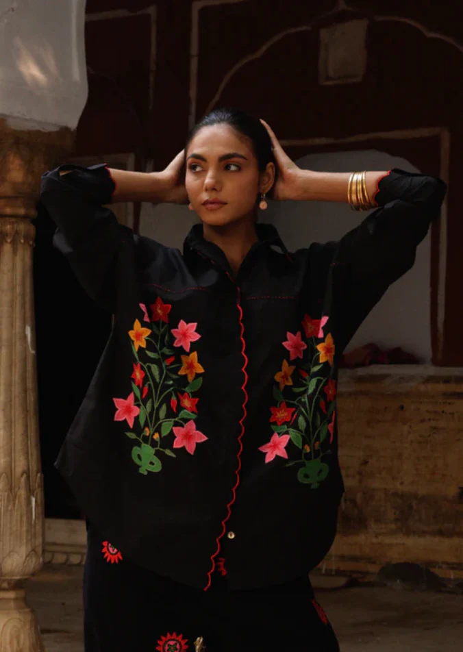 SALE Blossom Shirt - Embroidered - Happy Cabbage London