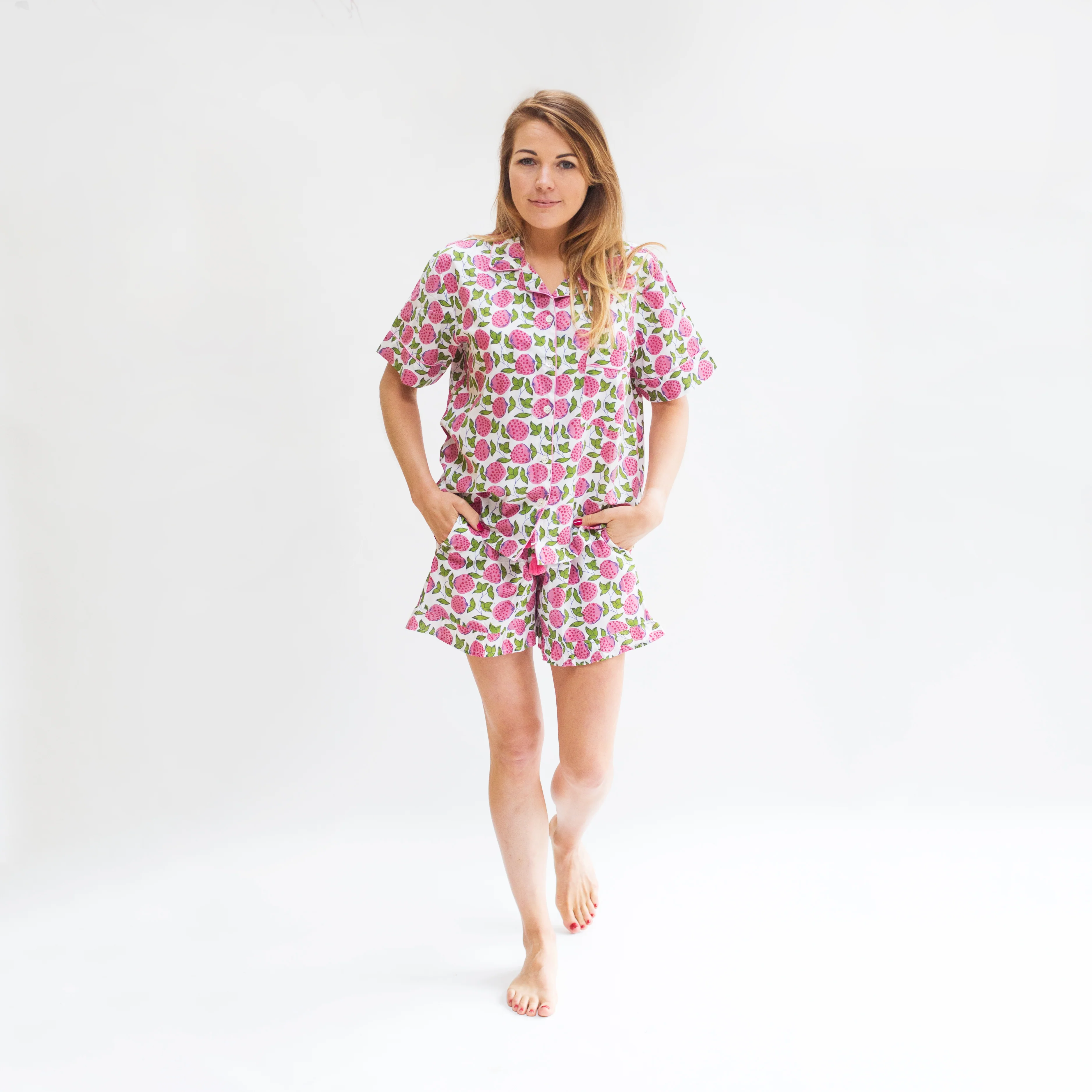 Short PJ Set - Strawberry Print - Happy Cabbage London