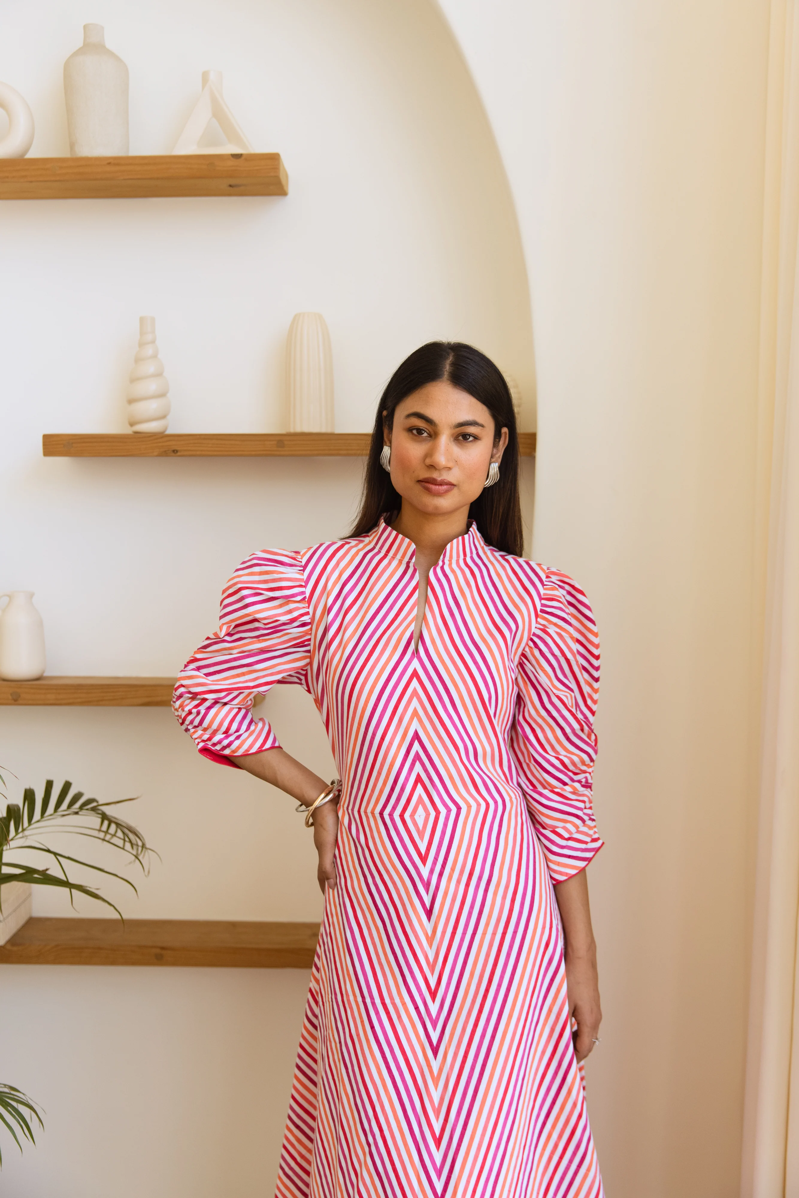 SALE The Isobel Dress - Magenta Stripe - Happy Cabbage London
