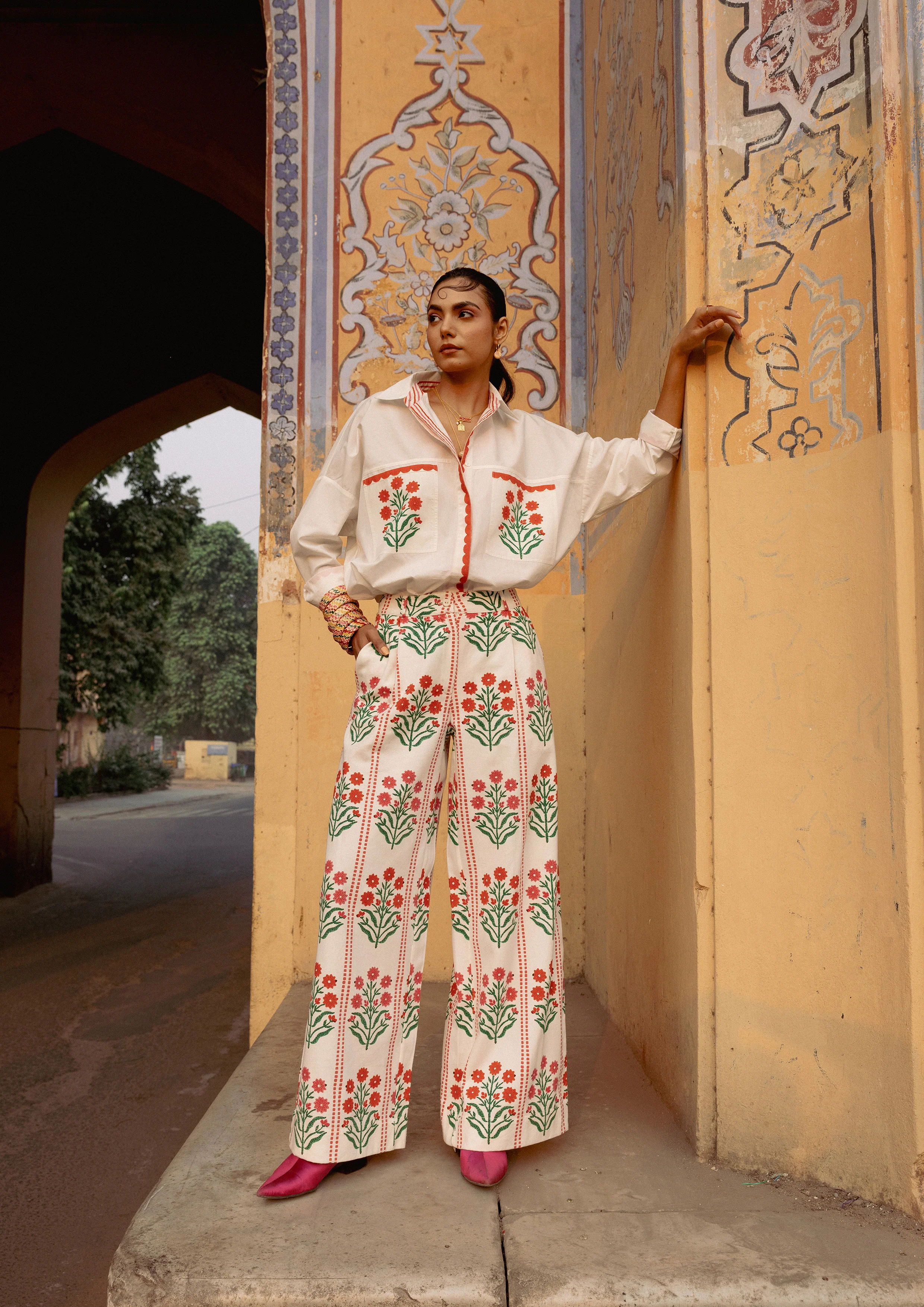 Blossom trousers - red - Happy Cabbage London