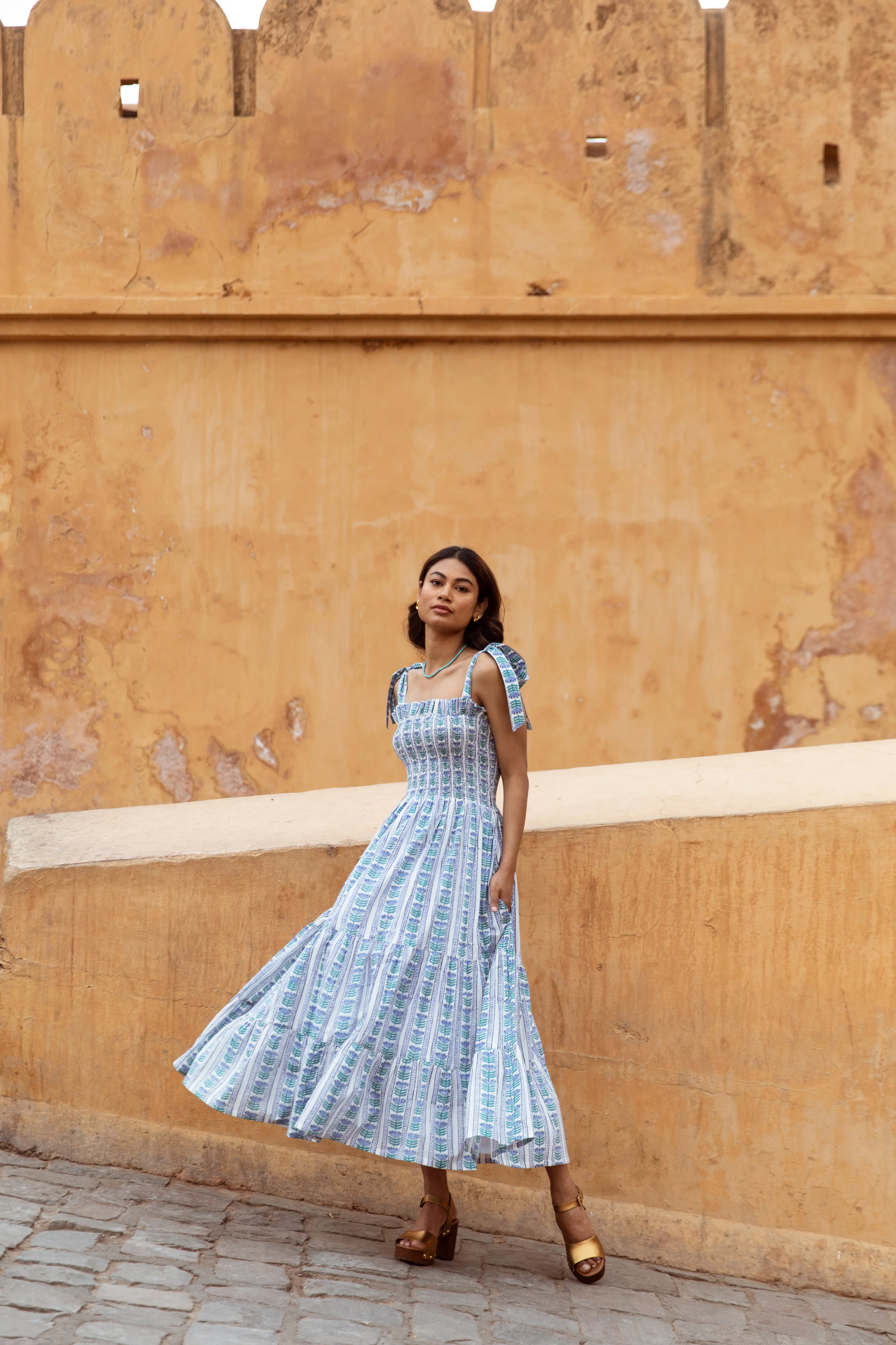 The Flo Sundress - Blue & Green - Happy Cabbage London