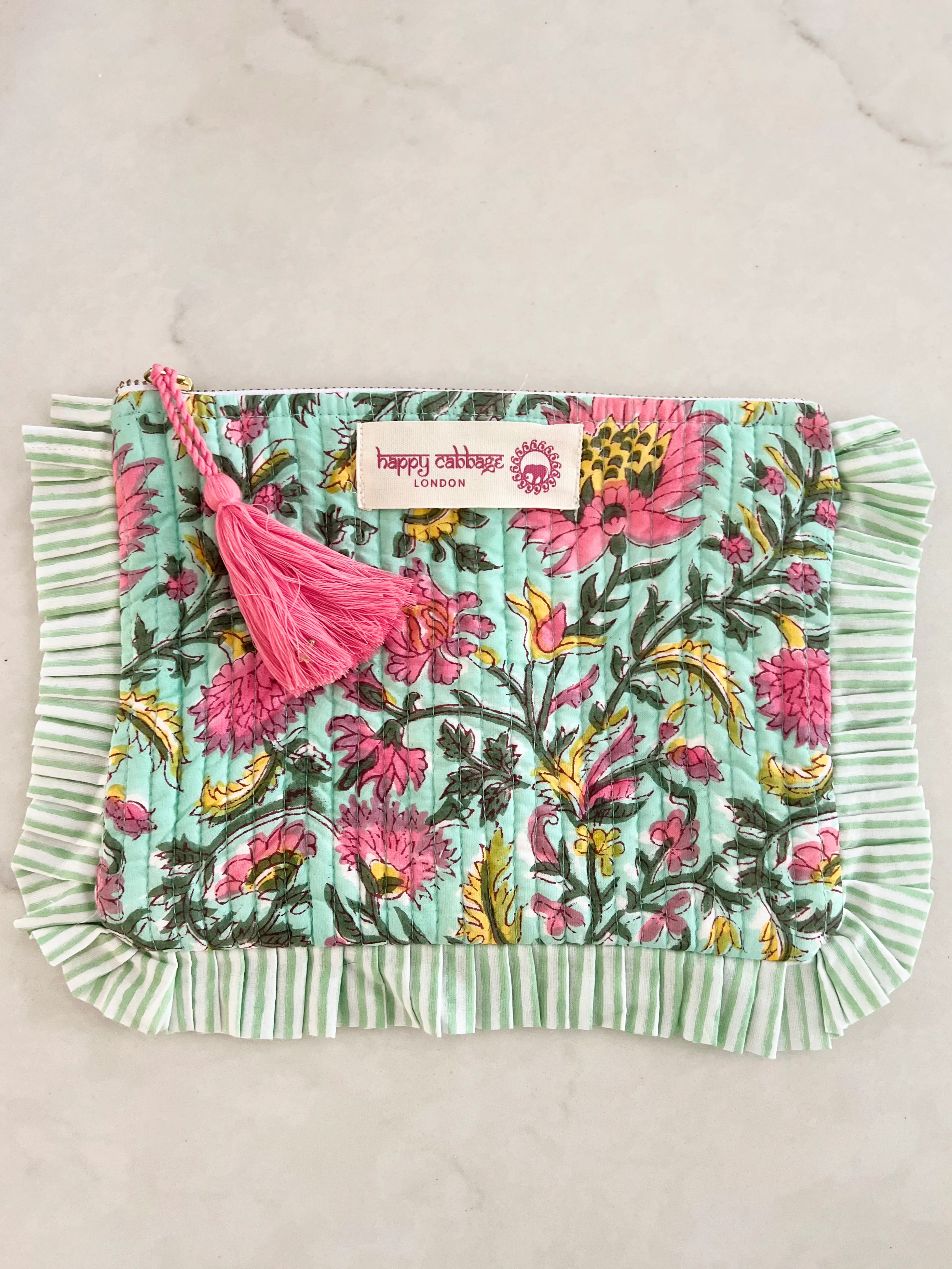 Block Printed Cotton Pouches - Happy Cabbage London