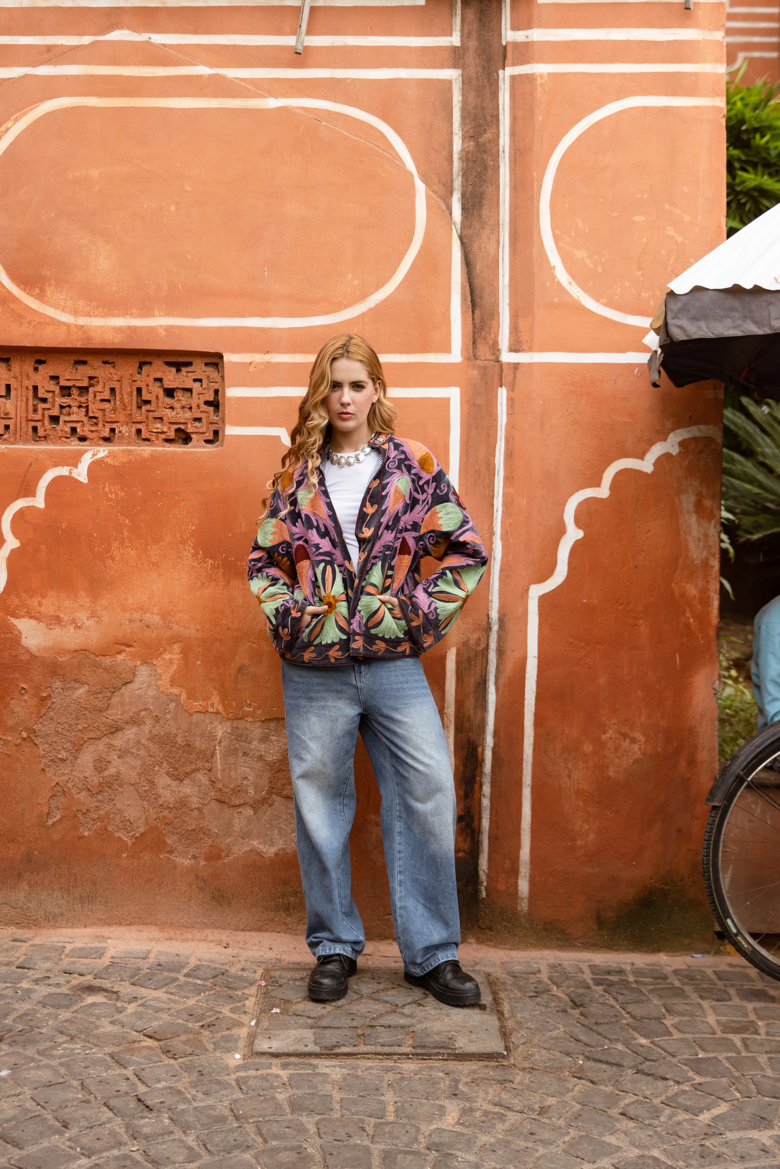 Embroidered Jacket - Plum Botanical - Happy Cabbage London