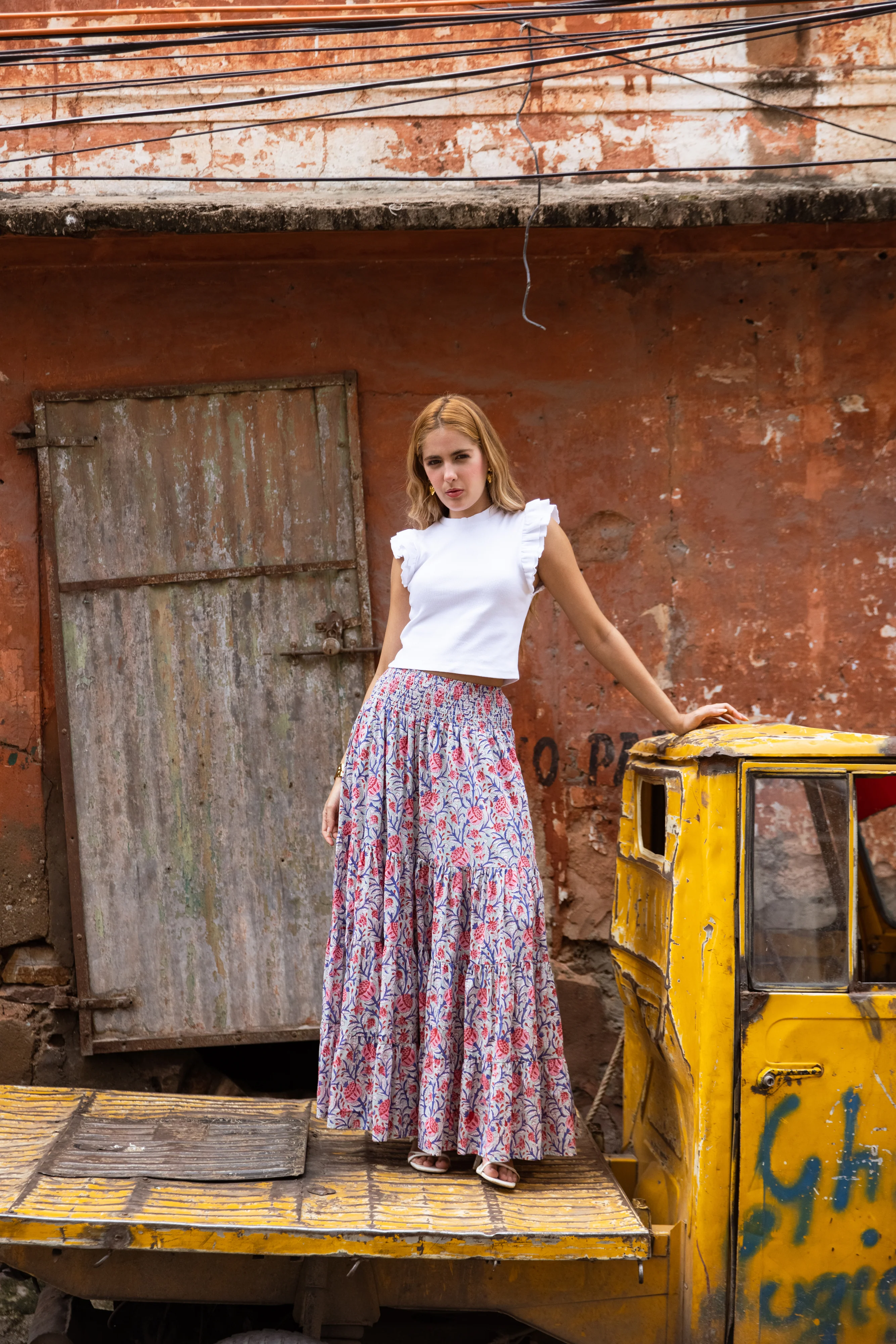 The Pia Skirt - Dusky Rose Garden - Happy Cabbage London