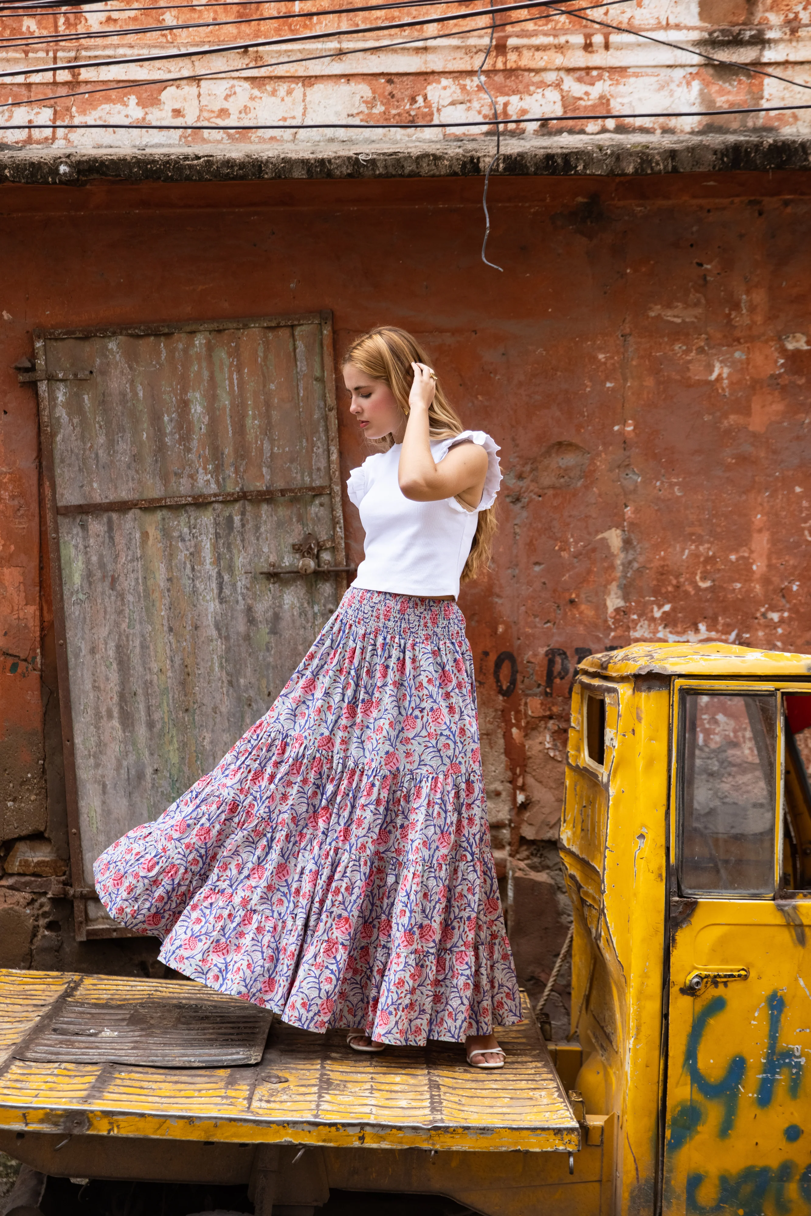 The Pia Skirt - Dusky Rose Garden - Happy Cabbage London